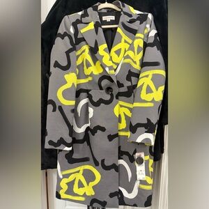 Evan Picone Gray and Yellow Abstract Coat